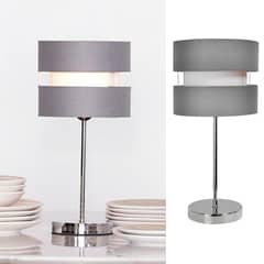 JUST HOME COLLECTION - Lámpara de mesa tela 1 luz E27 gris
