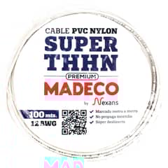MADECO - Cable Eléctrico Premium THHN 1x12AWG/4MM2 100 metro(s) Blanco