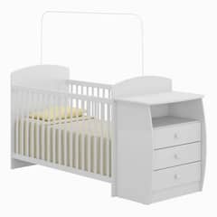 HOMY - Cuna con cómoda 91,5x73x132 cm blanco