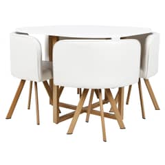 JUST HOME COLLECTION - Comedor Sven 4 Sillas Mesa Cuadrada 100x75x100 cm Blanco