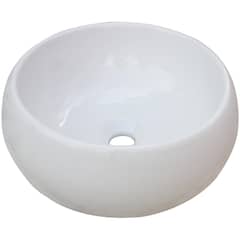 SENSI DACQUA - Lavamanos Ovalín Forma Redonda Loza 47x17x41 cm Blanco