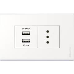 HALUX - Tomacorriente simpre 10 A + 2 USB Blanco
