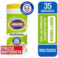VIRUTEX - Toallas húmedas desinfectantes multiuso x35un limón
