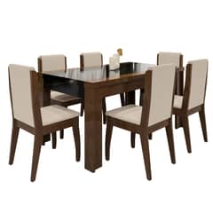 DECOCASA - Comedor Parise 6 Sillas Mesa Rectangular 90x77x160 cm Café/ Negro