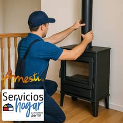 SERV HOGAR - Instalación Calefactor a Leña en casa de 2 pisos AMESTI