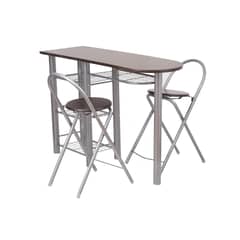 CASA BONITA - Mesa Auxiliar Wengue 2 Sillas Mesa Rectangular 40x78x120 cm Café Oscuro/Gris