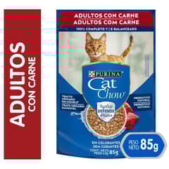 CAT CHOW - Pouch adultos carne 85 gr