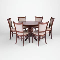 CIC - Juego de Comedor Calabria 6 Sillas Mesa Redonda 106x75x106 cm Café