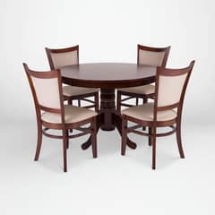 CIC - Juego de Comedor Calabria 4 Sillas Mesa Redonda 106x75x106 cm Café