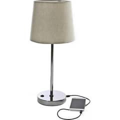 HOMY - Lámpara de mesa USB cromo E27 40W