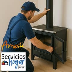 SERVICIOS HOGAR - Instalación Calefactor/Cocina a leña AMESTI en casa de 1 piso