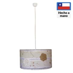 CAROLD STEVENS - Lámpara colgante tambor flores bordadas tela 1 luz E27
