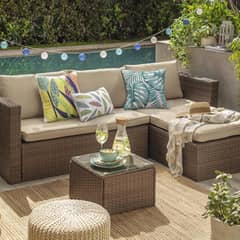 JUST HOME COLLECTION - Juego de Living Seccional de Terraza Livorno 4 Personas Café