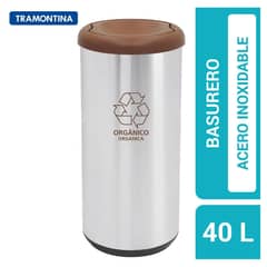 TRAMONTINA - Basurero 40 Litros Acero inoxidable Gris/marrón