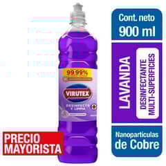 VIRUTEX - Limpiador líquido desinfectante lavanda 900ml