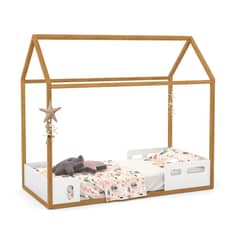KIDSCOOL - Cama casita LIV blanca caramelo