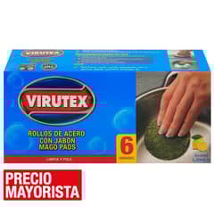 VIRUTEX - Rollos de acero mago pads x6 con jabón aroma limón