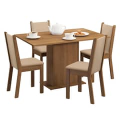 VEKKAHOME - Juego de Comedor Celine Leone 4 Sillas Mesa Rectangular 68x78x104 cm Café