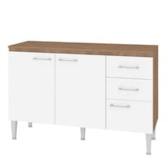 VEKKAHOME - Mueble Base Lugo 120x40x79 cm Blanco/Café