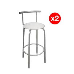 AGM - Set 2 Taburetes Bar Plata/Blanco 95x40x40 cm