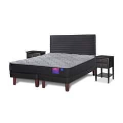 FLEX - Cama Europea Therapedic Plus King 180x200+Respaldo modern+Veladores