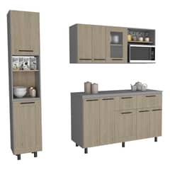 TUHOME - Alacena 2 puertas+módulo inferior con top melamina+módulo superior