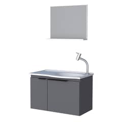 VEKKAHOME - Vanitorio Aéreo Quartzo Gris 63x38x32 cm