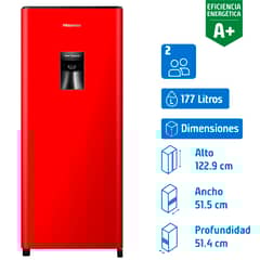 HISENSE - Refrigerador Single Door Frío Directo 177 Litros Rojo HRO179 RD