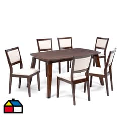EXIT - Comedor Chester 6 Sillas Mesa Rectangular 90x74x150 cm Marrón