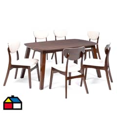 EXIT - Comedor Kitty 6 Sillas Mesa Rectangular 90x74x150 cm Marrón