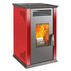AMESTI - Estufa Pellet Italy 8100 Roja/Kit de Instalaciòn Muro Rojo