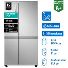 HISENSE - Refrigerador 2 Puertas Side by Side No Frost 635 Litros Silver RS820NV
