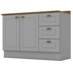 HOME MOBILI - Mueble base 2 puertas 3 cajones gris Americana 120cm