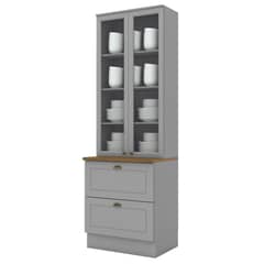HOME MOBILI - Mueble cristalera 2 puertas gris Americana