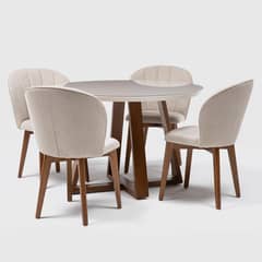 DECOCASA - Comedor Alba 4 Sillas Mesa Redonda 115x78,4x115 cm Café/Blanco