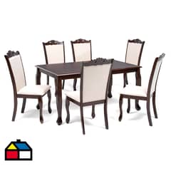 EXIT - Comedor Aragon 6 Sillas Mesa Rectangular 90x74x150 cm Marrón