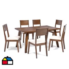 EXIT - Comedor Castilla 6 Sillas Mesa Rectangular 90x74x150 cm Nuez
