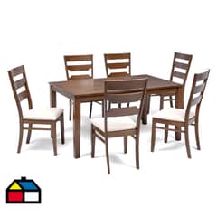 EXIT - Comedor Galicia 6 Sillas Mesa Rectangular 90x74x150 cm Nuez