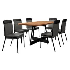 ROCA - Comedor Rio 6 Sillas Mesa Rectangular 90x75,5x155 cm Café/Negro