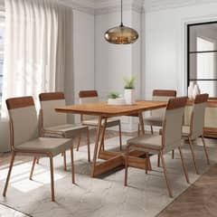 ROCA - Comedor Can-avell 6 Sillas Mesa Rectangular 90x75,5x155 cm Café
