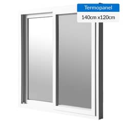 VENTO - Ventana PVC Corredera 140x120 cm Vidrio Termopanel Blanco