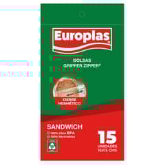 EUROPLAS - Bolsa sandwich Gripper Zipper 15 un