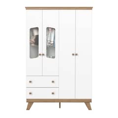 HOME MOBILI - Clóset Amberes 4 Puerta(s) 7 Repisa(s) 131x200x41 cm Blanco/Café