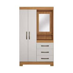 HOME MOBILI - Clóset Nubia 2 Puerta(s) 1 Repisa(s) 93.4x178.6x35.3 cm Blanco Mate/Café