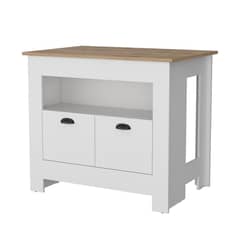 TUHOME - Isla de Cocina Arlet 2 Puertas Blanco Macadamia