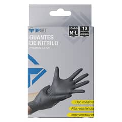 TOPSAFE - Guante Nitrilo 3,5 Negro Caja 10 un