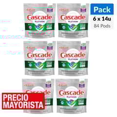 CASCADE - Tabletas Lavavajillas Pack 6 Unidades x 14 Tabletas c/u