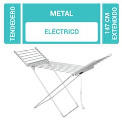 undefined - Tendedero Eléctrico con Alas Bajo Consumo Plegable Metal 147 x 54 x 94 cm. Aluminio