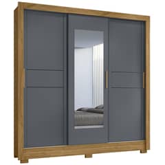 DI PORETTI - Clóset Bahamas 3 Puerta(s) 10 Repisa(s) 212x202x52 cm Café/Gris