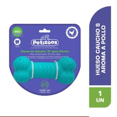 PETIZOOS - Hueso de caucho para perros con un rico aroma incrustado a pollo